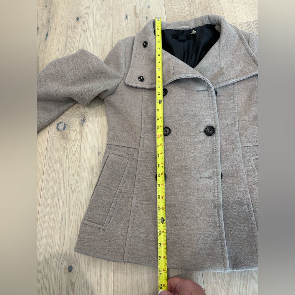 H&M Beige Double-Breasted Peacoat size 8 - Picture 5 of 8
